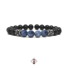 Pulseira Masculina Pedra Ágata Azul Botswana Craquelada